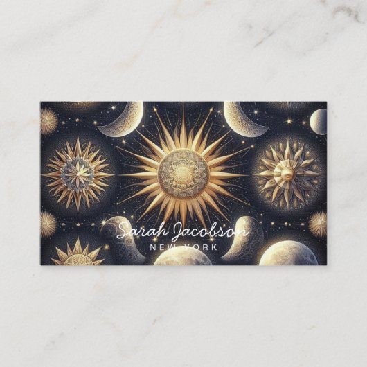 Boho Celestial Visitekaartje – Kosmische Nachtelij (Voorkant)