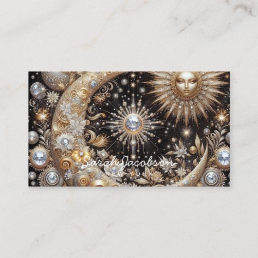 Boho Celestial Visitekaartje – Kosmische Nachtelij (Voorkant)