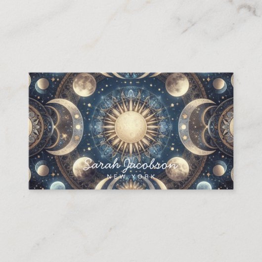 Boho Celestial Visitekaartje – Kosmische Nachtelij (Voorkant)