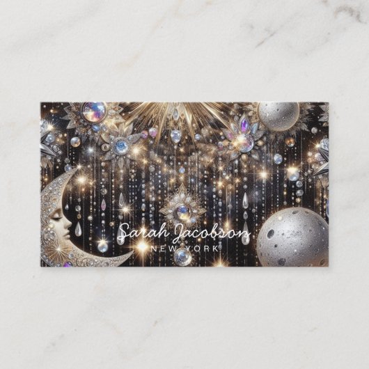 Boho Celestial Visitekaartje – Kosmische Nachtelij (Voorkant)