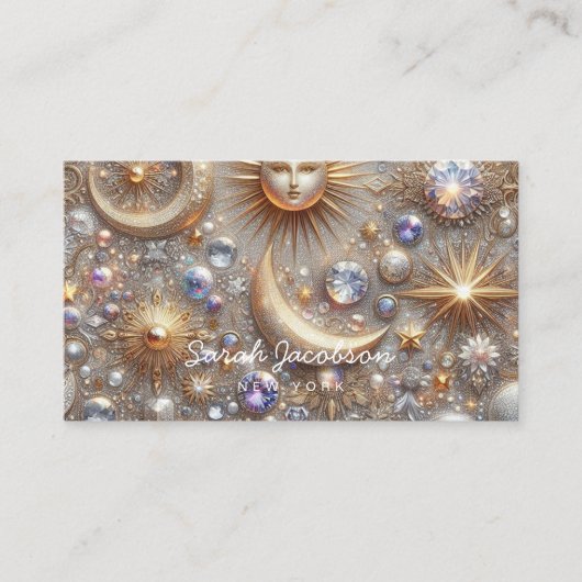 Boho Celestial Visitekaartje – Kosmische Nachtelij (Voorkant)