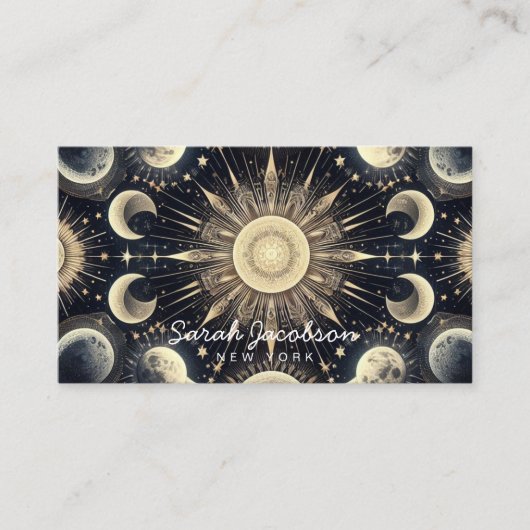 Boho Celestial Visitekaartje – Kosmische Nachtelij (Voorkant)