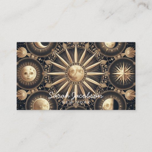 Boho Celestial Visitekaartje – Kosmische Nachtelij (Voorkant)