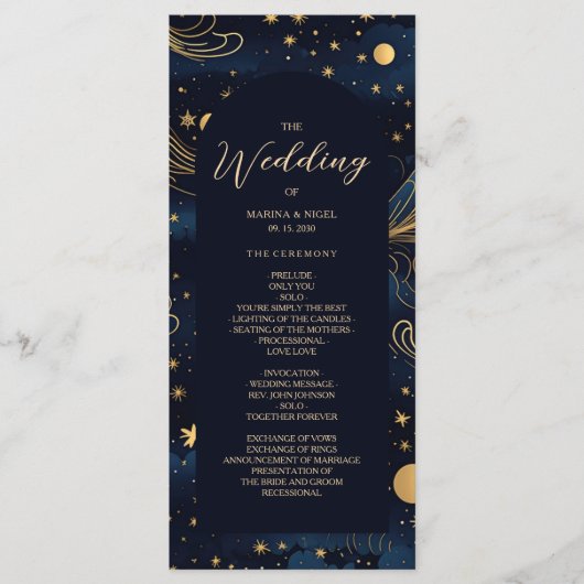 Boho Celestial Wedding Ceremony Programma Programmakaart (Voorkant)