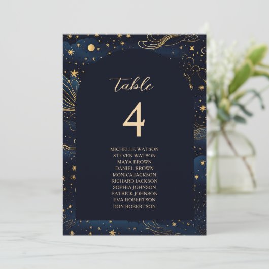 Boho Celestial Wedding Seating Chart (Staand voorkant)