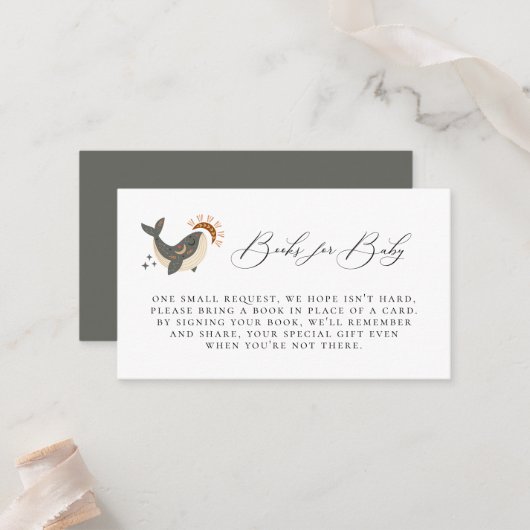 Boho Celestial Whale Book Aanvraag Behuizing Kaart Plaatskaartje (Voorkant / Achterkant in situ)