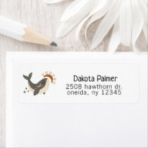 Boho Celestial Whale Return Address