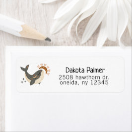 Boho Celestial Whale Return Address Etiket