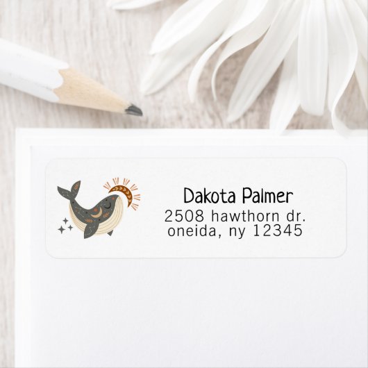 Boho Celestial Whale Return Address Etiket (Insitu)
