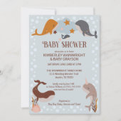 Boho Celestial Whales Boy Baby shower Invitation Kaart (Voorkant)