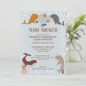 Boho Celestial Whales Boy Baby shower Invitation Kaart (Staand voorkant)