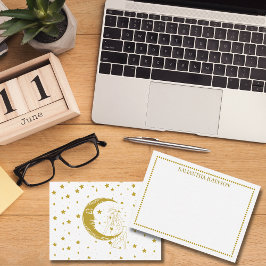 Boho Celestial Woman Moon Stars Astronomy Custom Notitiekaartje