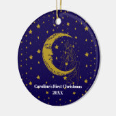 Boho Celestial Woman Whimsical Moon Stars 1st Xmas Keramisch Ornament (Links)