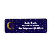 Boho Celestial Woman Whimsical Moon Stars Adres Etiket (Voorkant)