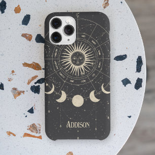 Boho Celestial Zodiac Sun Moon Phase iPhone 15 Pro Max Hoesje