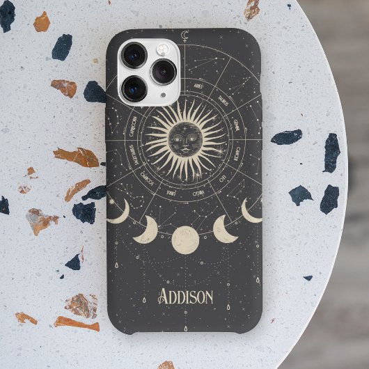 Boho Celestial Zodiac Sun Moon Phase Case-Mate iPhone Case