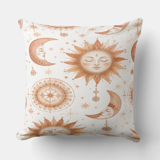 Boho Celestial Zon Maan Worp Kussen (Voorkant)