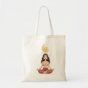 Boho Celestiale Mediterende Vrouw Canvas Tote Tas