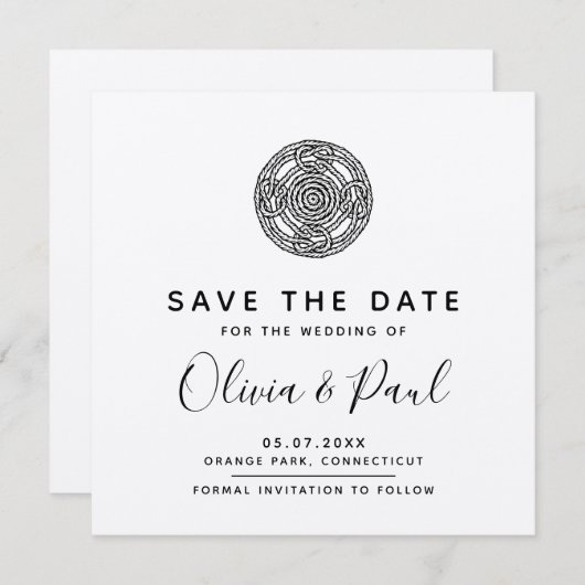 Boho celtic style Save the Date Wedding Kaart (Voorkant / Achterkant)