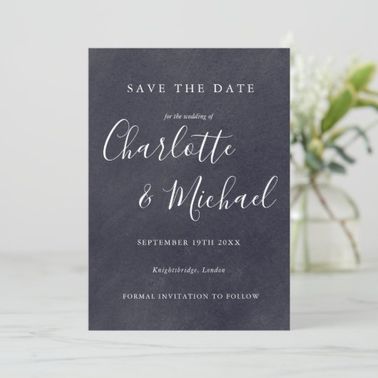 Boho Chalkboard Signature Save the Date Kaart (Staand voorkant)