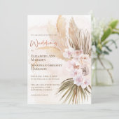 Boho Champagne Blush Terracotta Pampas Floral Kaart (Staand voorkant)
