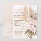 Boho Champagne Blush Terracotta Pampas Floral Kaart (Voorkant / Achterkant)