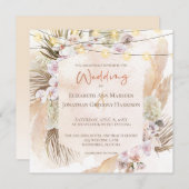 Boho Champagne Blush Terracotta Pampas Floral Kaart (Voorkant / Achterkant)