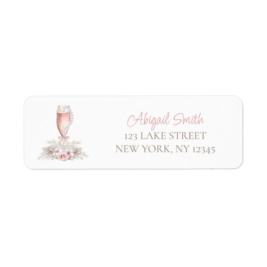 Boho Champagne Glas Parels&P prosecco Bruidsuitnod Etiket (Voorkant)