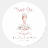 Boho Champagne Glazen Parels & Prosecco Vrijgezell Ronde Sticker (Voorkant)