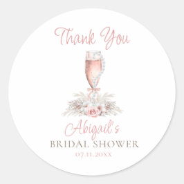 Boho Champagne Glazen Parels & Prosecco Vrijgezell Ronde Sticker