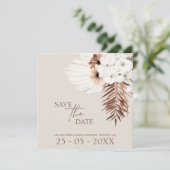 Boho Champagne White Pampas Grass Wedding Save The Date (Staand voorkant)