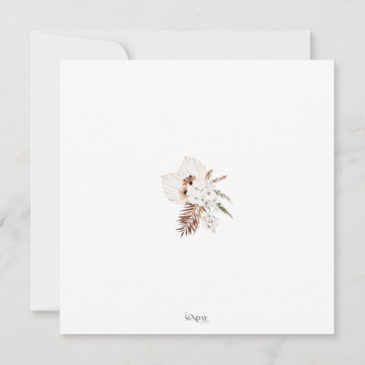 Boho Champagne White Pampas Grass Wedding Save The Date (Achterkant)
