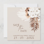 Boho Champagne White Pampas Grass Wedding Save The Date (Voorkant)