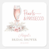 Boho Champagneglas Parels&P prosecco Bruidsfeest Vierkante Sticker (Voorkant)