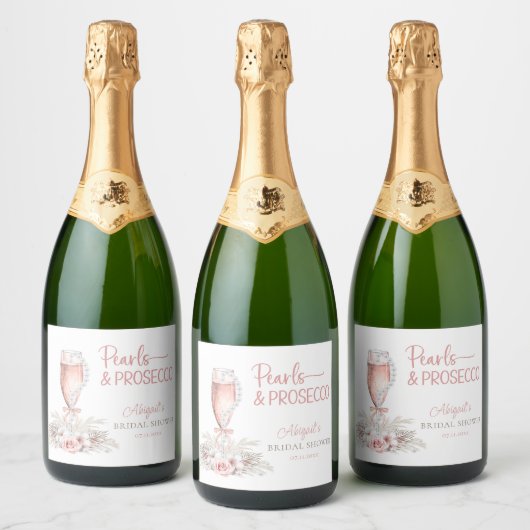 Boho Champagneglas Parels&P prosecco Bruidsmeisjes Sparkling Wijnetiket (Flessen)