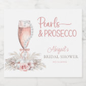 Boho Champagneglas Parels&P prosecco Bruidsmeisjes Sparkling Wijnetiket (Enkel label)