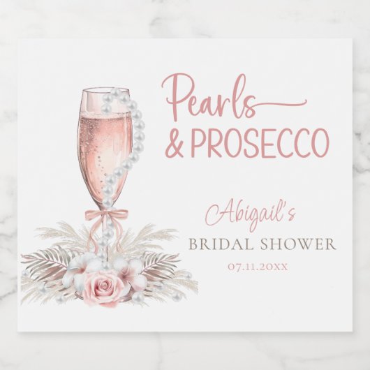 Boho Champagneglas Parels&P prosecco Bruidsmeisjes Sparkling Wijnetiket (Enkel label)