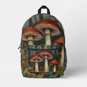 Boho  champignons bos bedrukte rugzak (Voorkant)