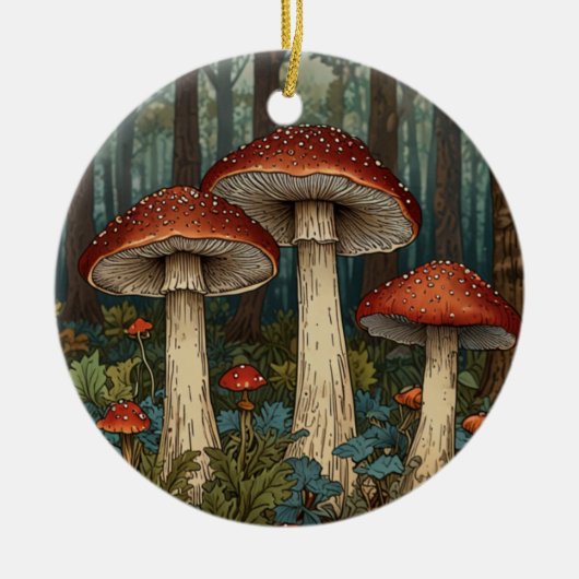 Boho  champignons bos keramisch ornament (Voorkant)