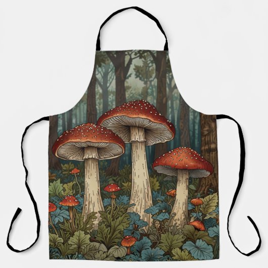 Boho champignons bos schort (Voorkant)