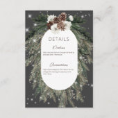 Boho Charcoal Pine Winter Sparkle Details Informatiekaartje (Voorkant)