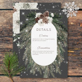 Boho Charcoal Pine Winter Sparkle Details Informatiekaartje