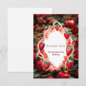 Boho Charmante Vrucht Aardbei Verjaardag Bedankkaart (Voorkant / Achterkant)