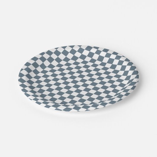 Boho Check blauw verjaardagspapier Borden Papieren Bordje (Gekanteld)