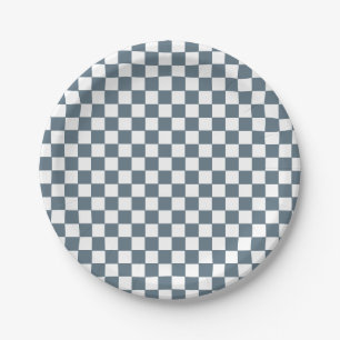 Boho Check blauwe verjaardag Papieren borden Bordje