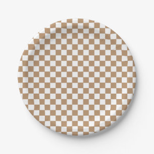 Boho Check bruine verjaardag Papieren borden Bordje