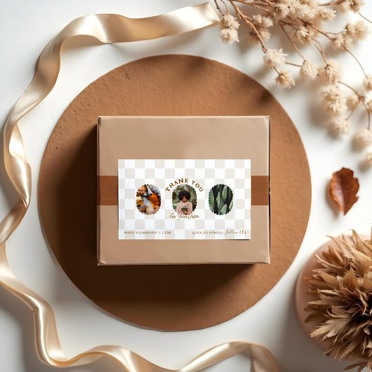 Boho Checkerboard Pattern Bedankt voor uw bestelli Rechthoekige Sticker