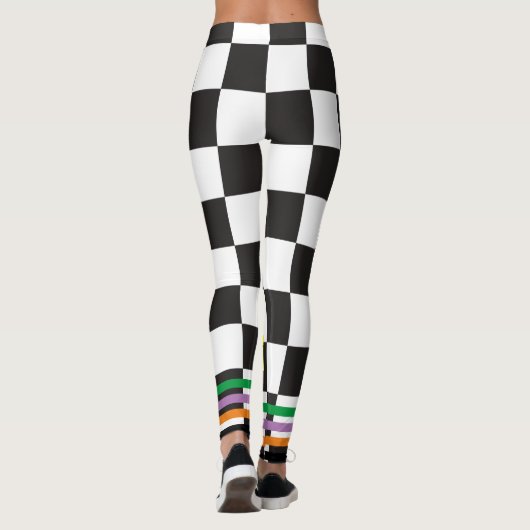 Boho Checkered zwart-wit l Workout Leggings (Achterkant)