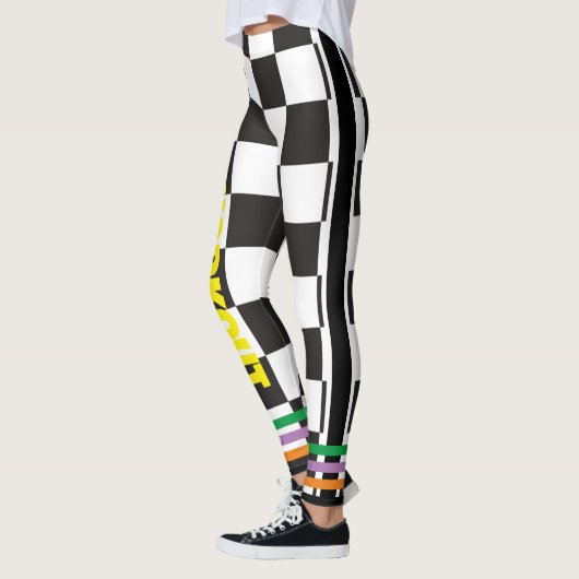 Boho Checkered zwart-wit l Workout Leggings (Links)