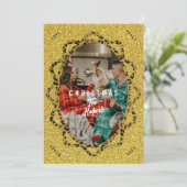 Boho Cheetah & Glitter Ovale Foto Kerstmis Feestdagenkaart (Staand voorkant)